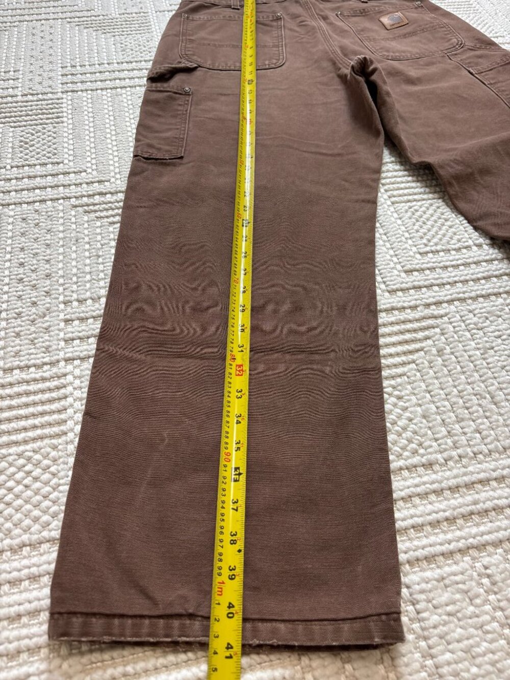 Carhartt Brown Double Knee Carpenter Work Pants Distressed Fade Loose Fit 33x31 - Picture 5 of 6